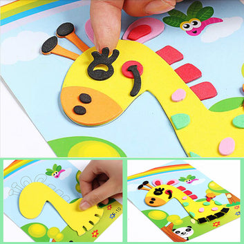 10Pcs DIY Creative Cartoon Animal 3D EVA Foam Sticker Puzzle set