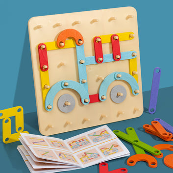 Children Educational Toys Puzzle Graphics Geometric Pegboard Cards