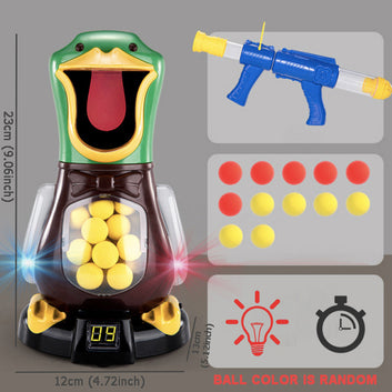 Duck Targets with Air-Powered 98K Pistol Toy Gun, Soft Bullets, Ball Scoring, Light Effects, and Walking Function