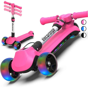 Kid Electric Scooter, Safe Wide Light Up Deck & Wide Wheels, Reliable Thumb Throttle