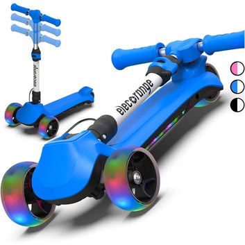 Kid Electric Scooter, Safe Wide Light Up Deck & Wide Wheels, Reliable Thumb Throttle