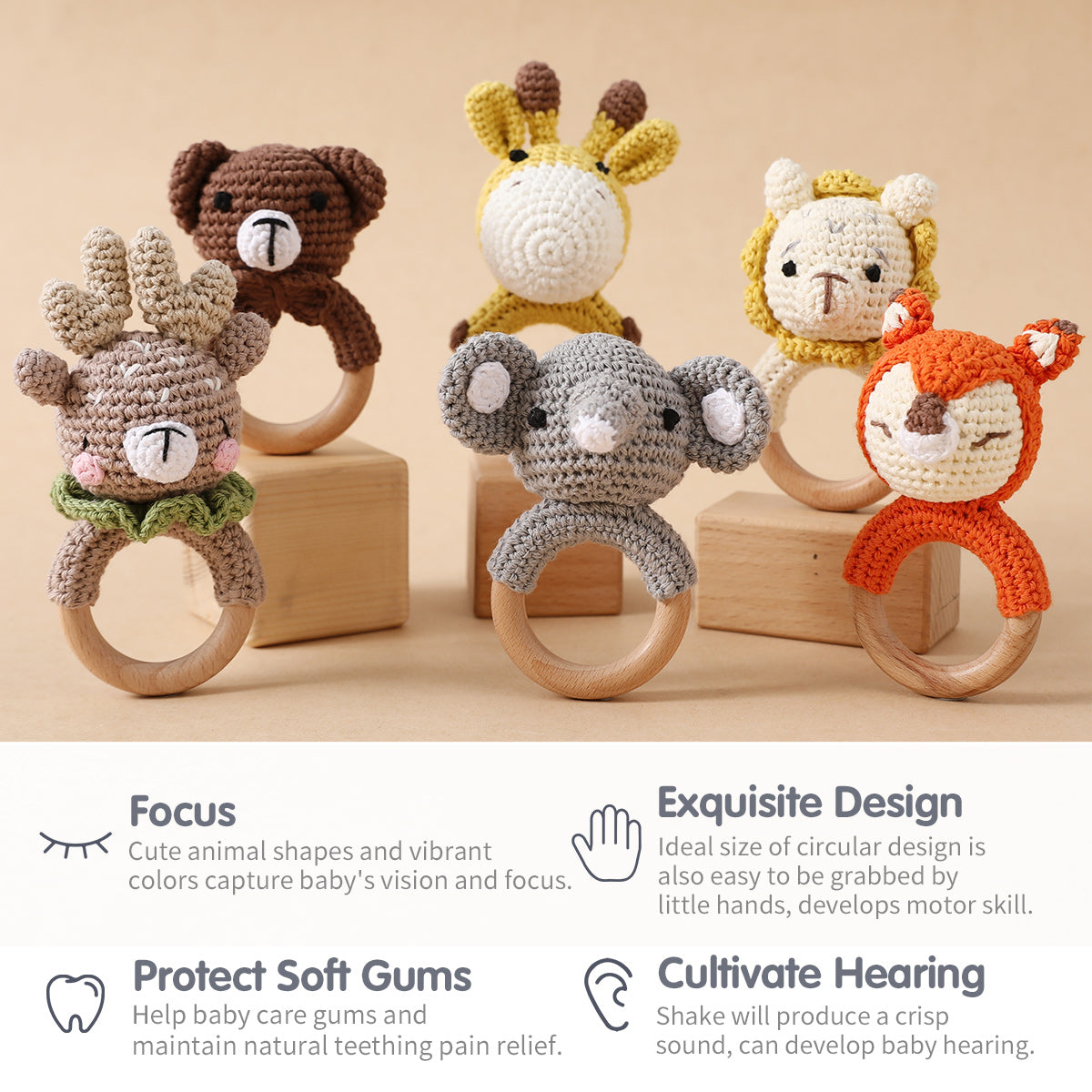 Teeth Rattle Thing Teeth Toy - 1pc Baby Teether Music Rattle for Kids
