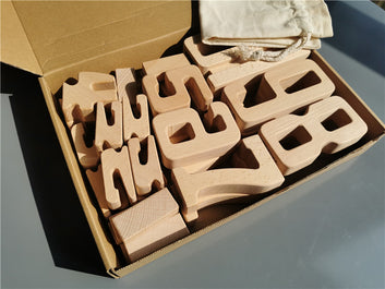 Wooden Building Stacking Digital Blocks