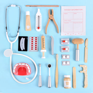 Wooden Dentist Check Brush Teeth Medicine Set