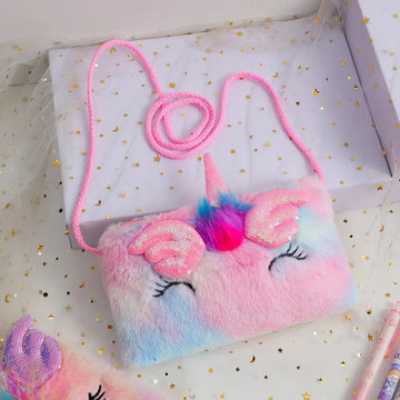 Plush Unicorn Square Squint Shoulder Bag
