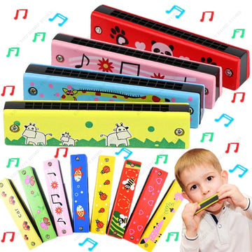 Kids Wooden Harmonica musical instrument toy